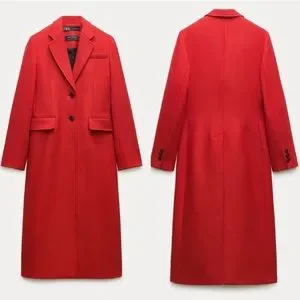 Zara | Jackets & Coats | Zara Red Manteco Wool Coat Zw